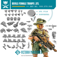 Promotional image for Victoria Miniatures' 'Van Diemen's World Devils 10 Woman Squad .STL Download