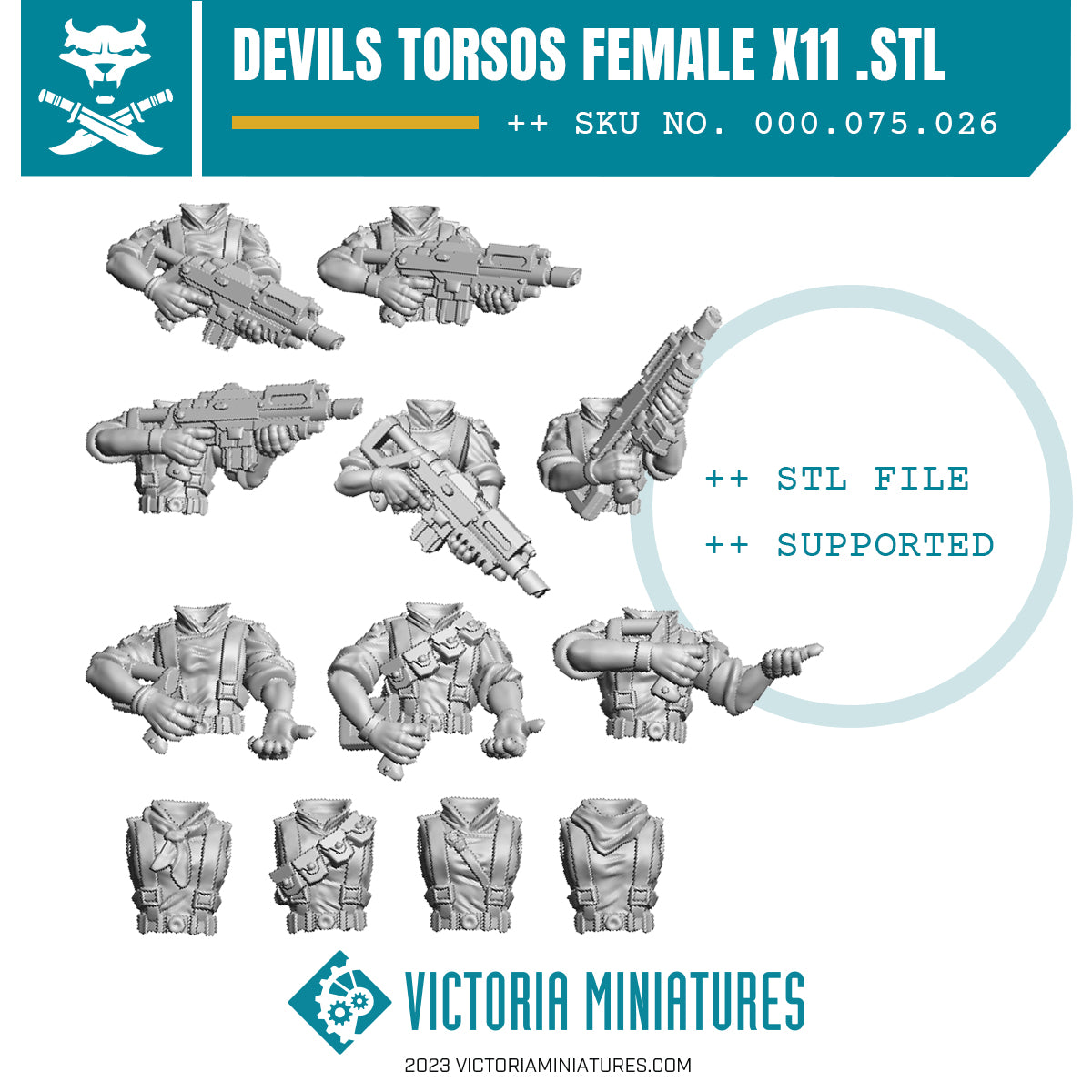 Van Diemen's World Devils Torsos Female x11 .STL Download