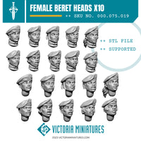 Beret Heads Female x10 .STL Download
