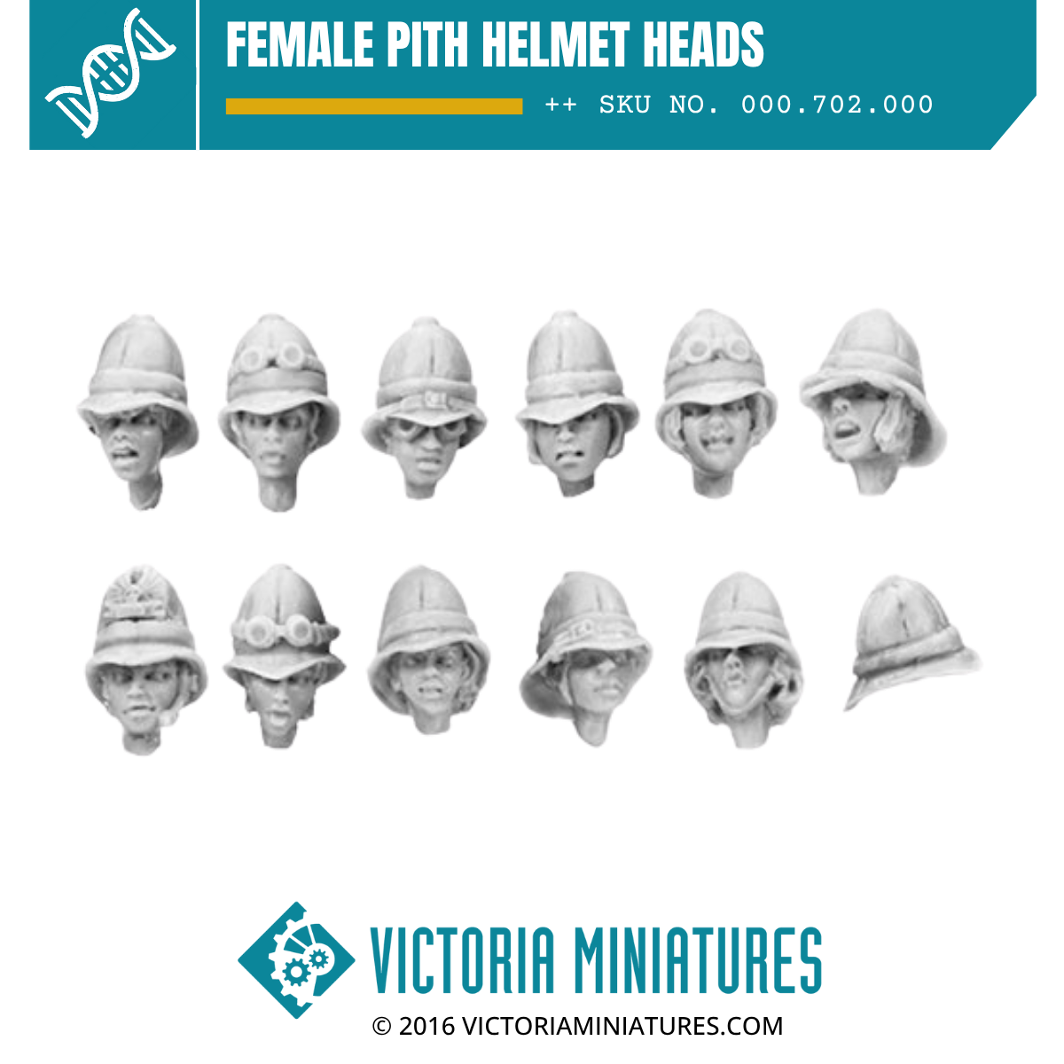 Female Pith Helmet Heads