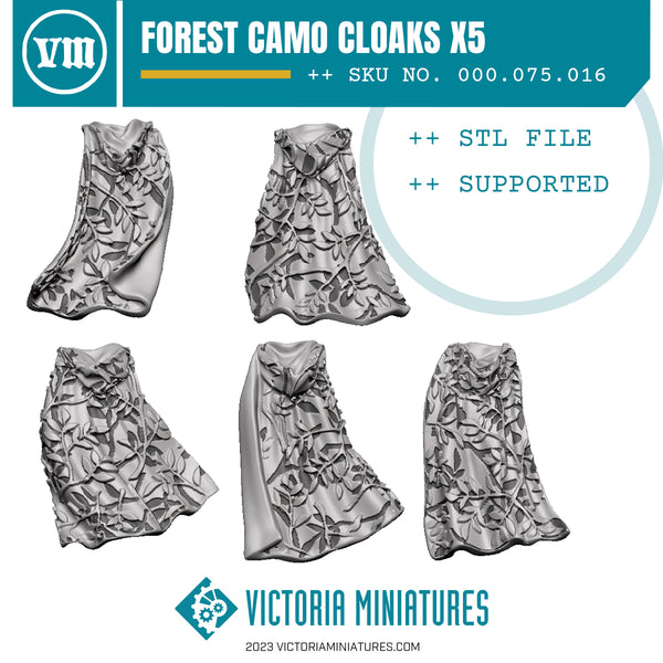 Forest Camo Cloaks x5 .STL Download – Victoria Miniatures