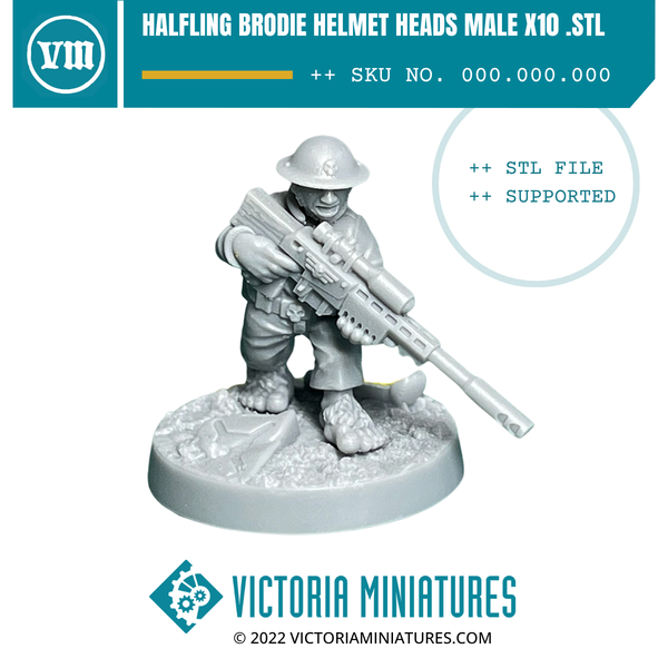 Halfling Brodie Helmet Heads Male x10 .STL Download – Victoria