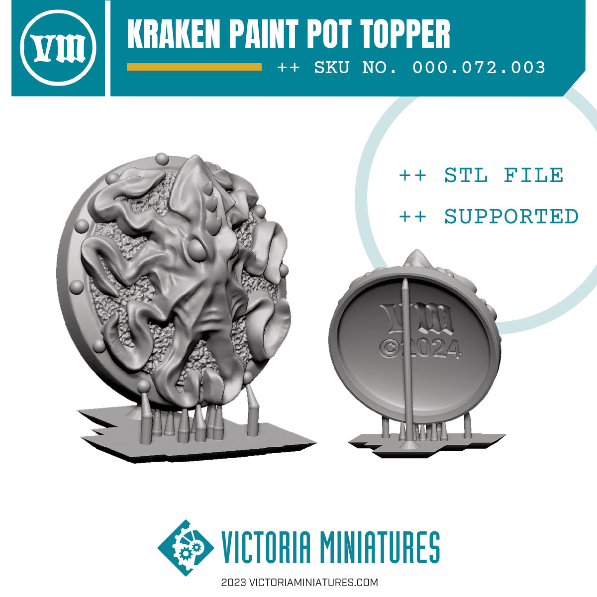 Kraken Paint Pot Topper Swatch .STL