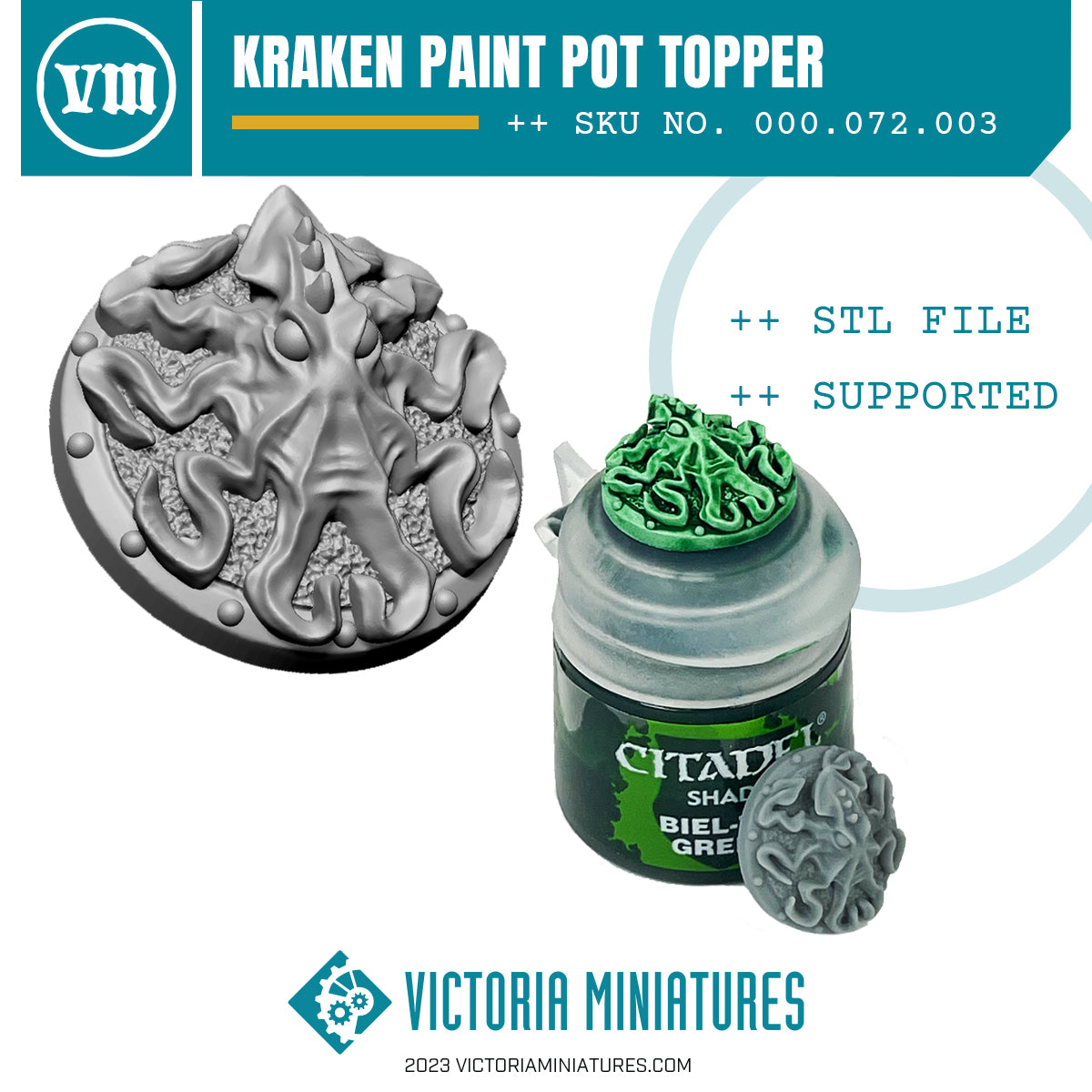 Kraken Paint Pot Topper Swatch .STL