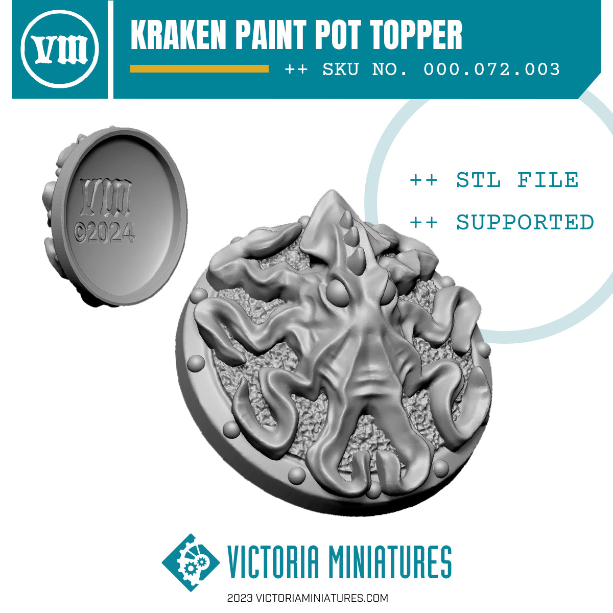 Kraken Paint Pot Topper Swatch .STL