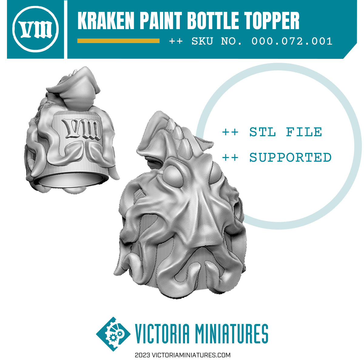 Kraken Paint Bottle Topper .STL