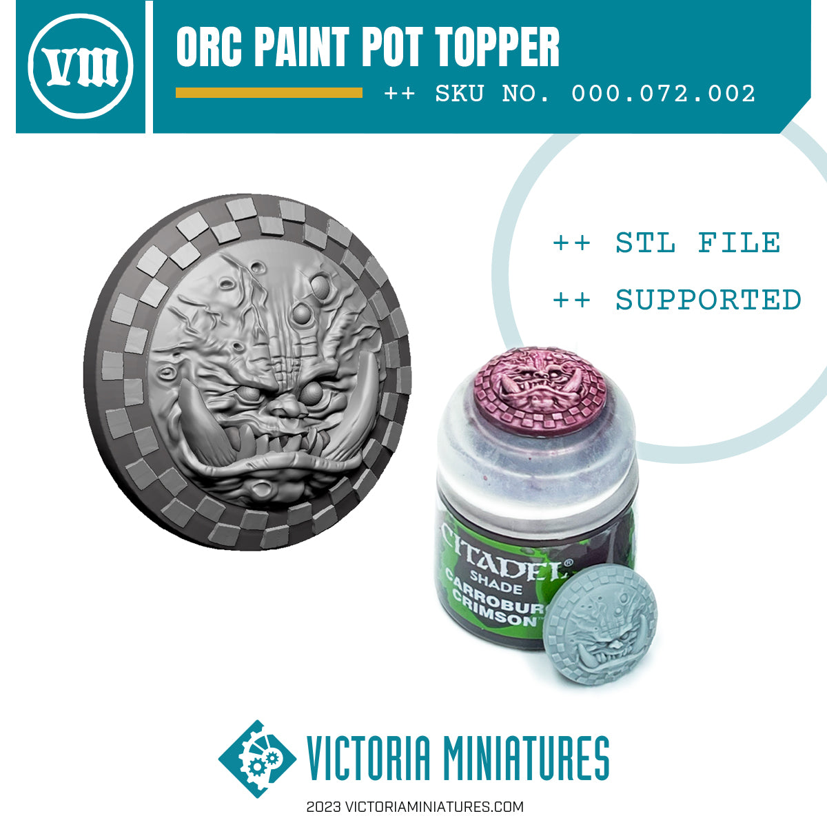Orc Paint Pot Topper Swatch .STL