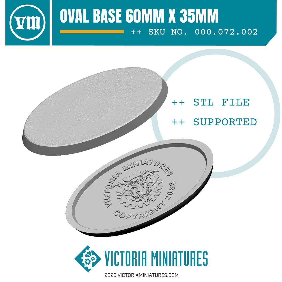 Oval Base 60mm x 35mm .STL Download