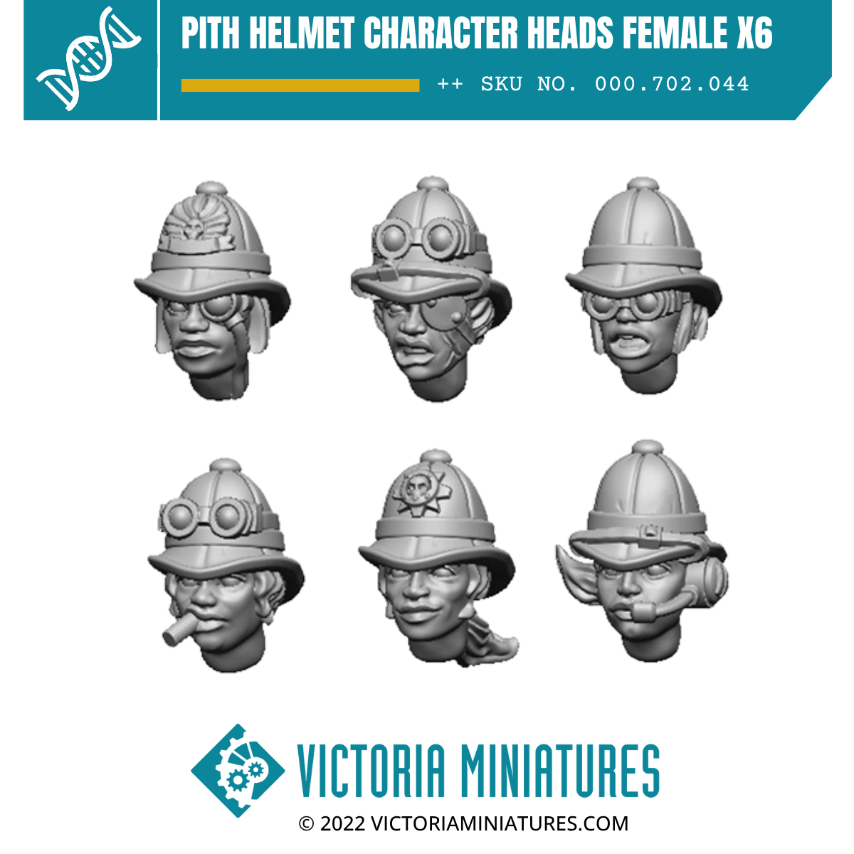 Pith Helmet Character Heads Female x6