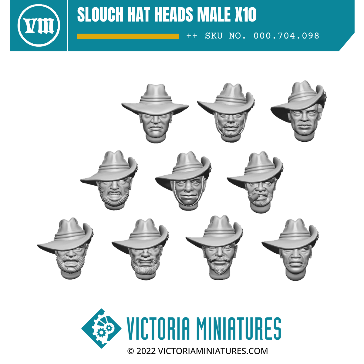 Male Heads with Short Hair x10