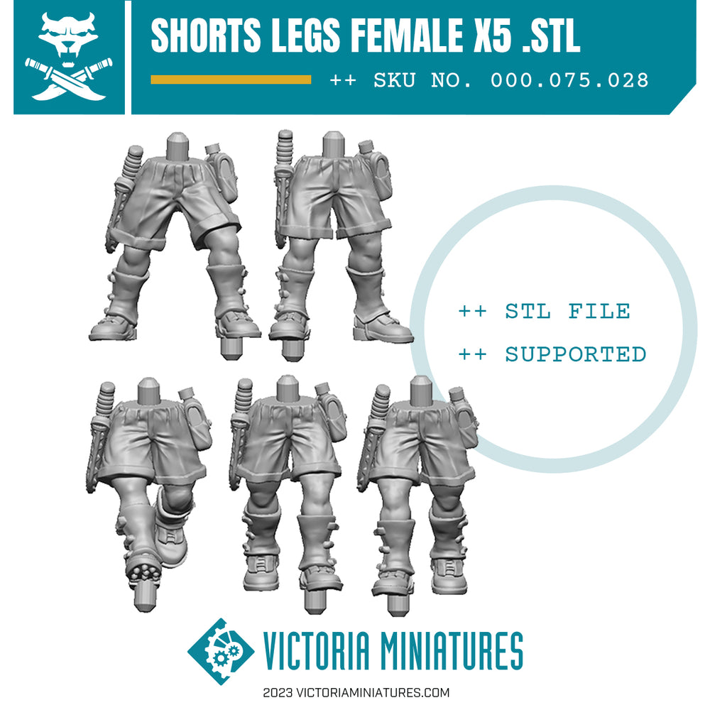 Van Diemen's World Devils Shorts Legs Female x5 .STL Download