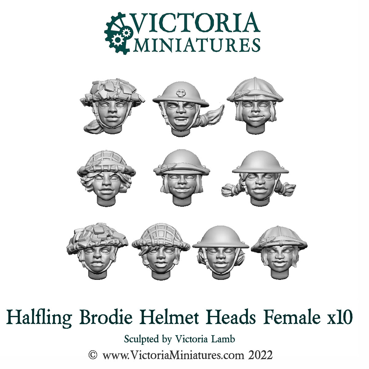 Halfling Brodie Helmet Heads Female x10