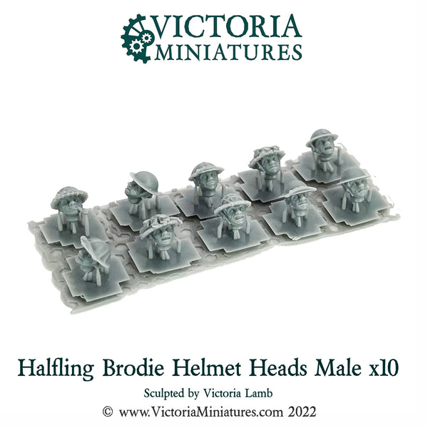 Halfling Brodie Helmet Heads Male x10 .STL Download