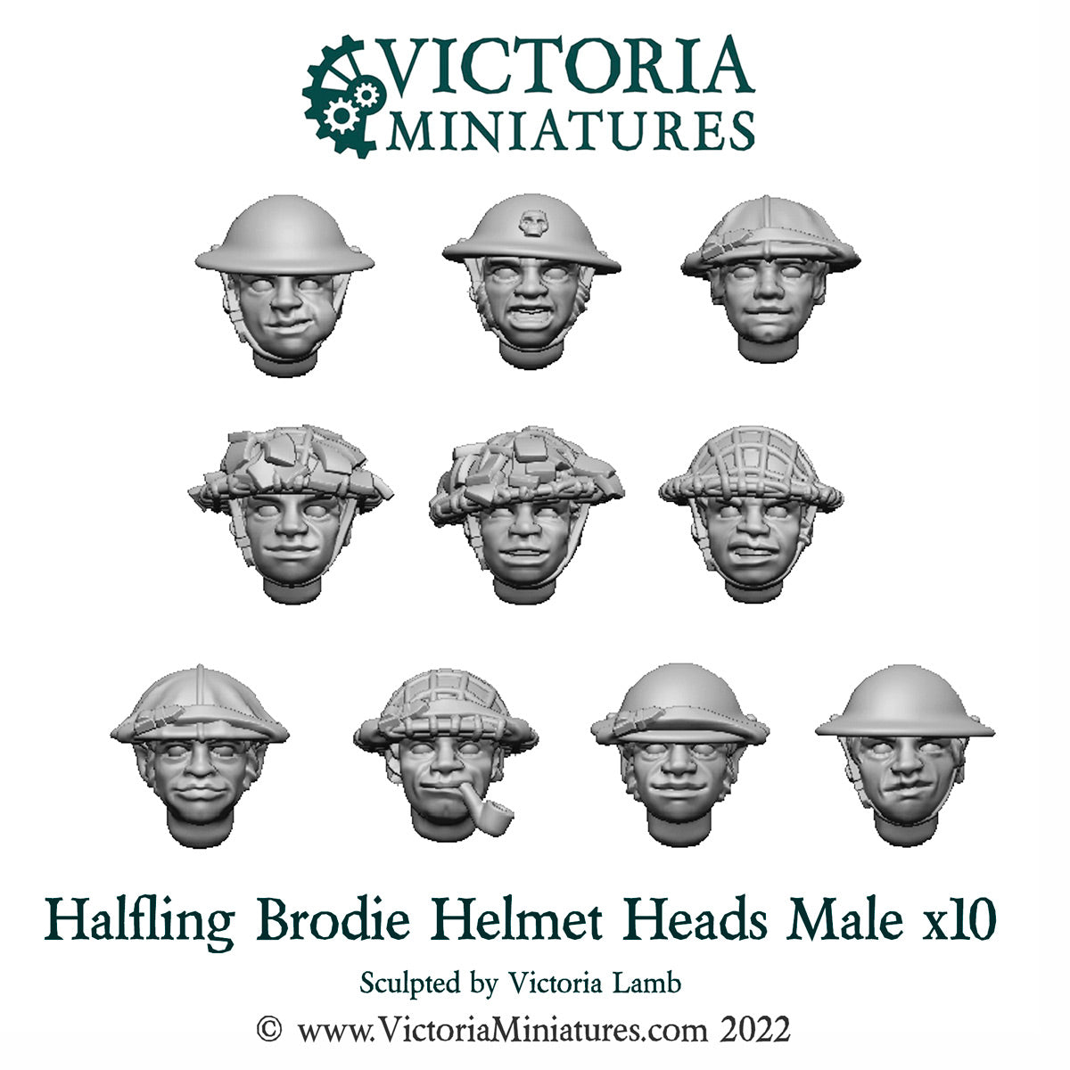 Halfling Brodie Helmet Heads Male x10