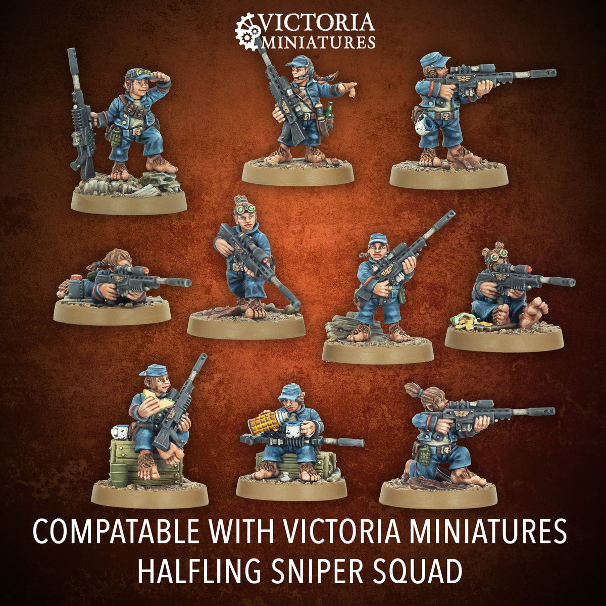 Halfling Sniper Heads Female x10