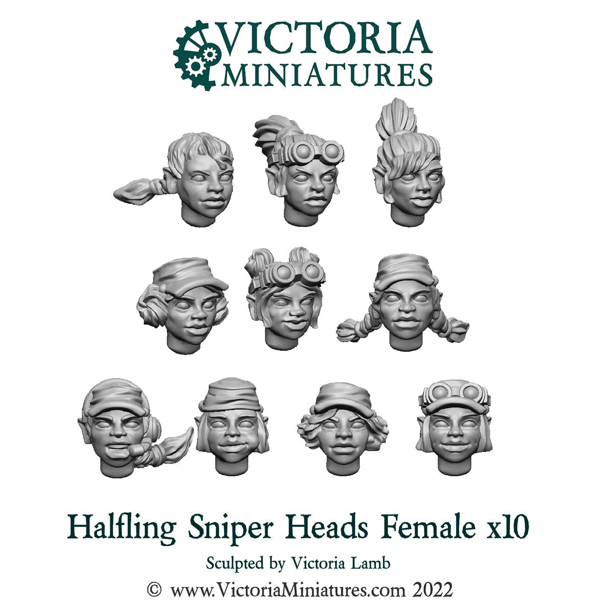 Halfling Sniper Heads Female x10