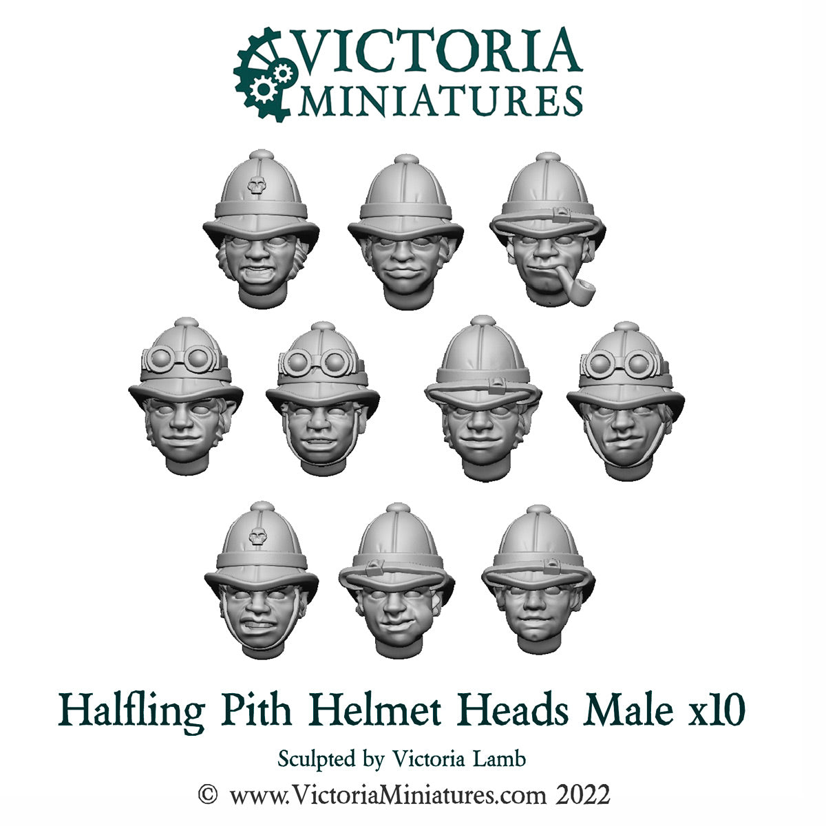 Halfling Pith Helmet Heads Male x10