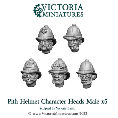 Pith Helmet Character Heads Male x5