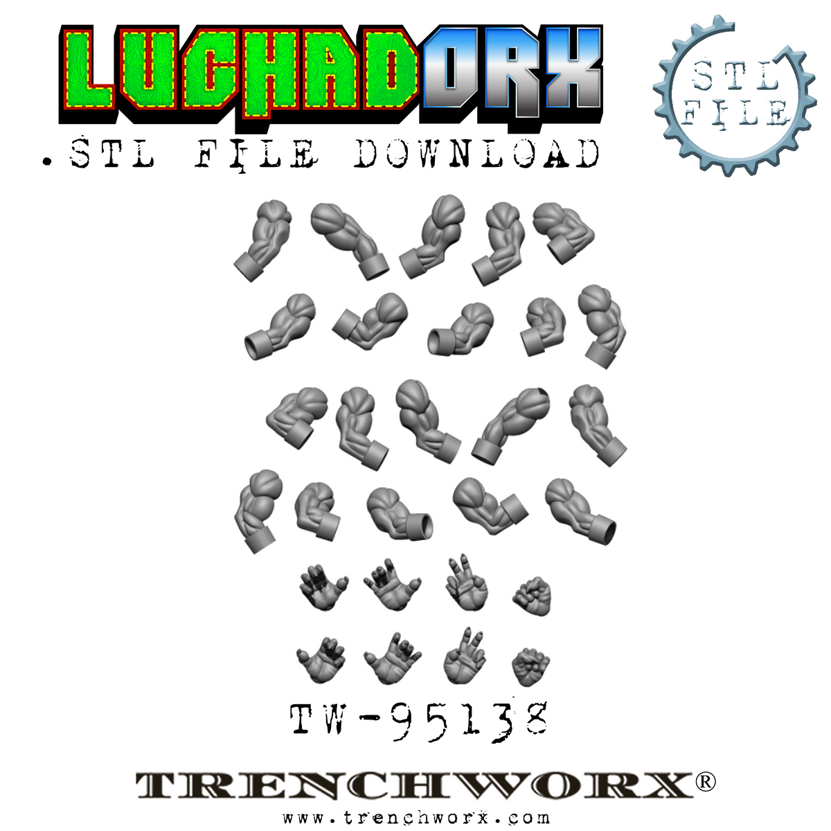 LuchaDOrx Orc Arms & Hands .STL Download