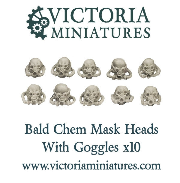 Bald Chem Mask Heads with Goggles x10