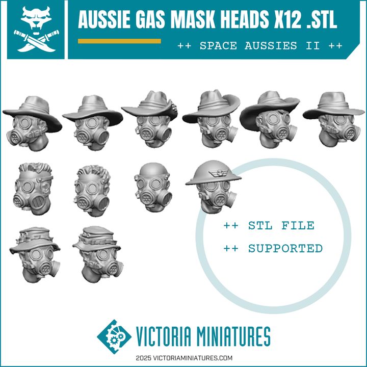 Aussie Gas Mask Heads .STL Download