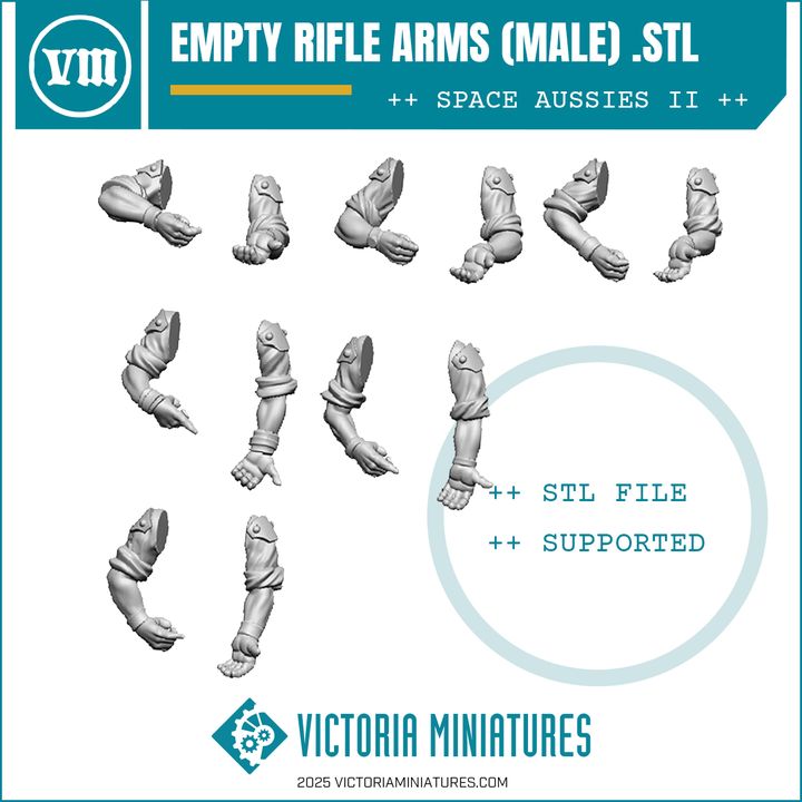 Empty Rolled Sleeve Rifle Arms (Male) .STL Download
