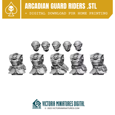 Arcadian Riders Torsos and Heads x5 .STL Download Victoria Miniatures