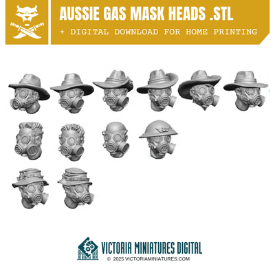 Aussie Gas Mask Heads .STL Download Victoria Miniatures