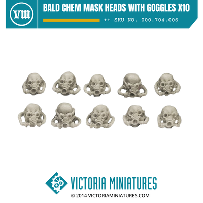 Bald Chem Mask Heads with Goggles x10