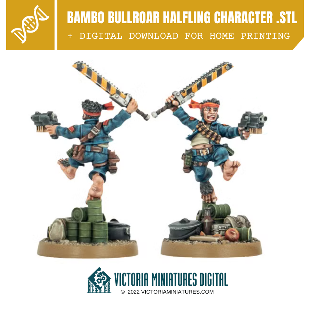 Sgt. Bambo Bullroar Halfilng Character .STL Files Victoria Miniatures