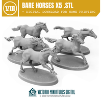 Bare Horses x5 .STL Download Victoria Miniatures