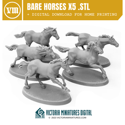Bare Horses x5 .STL Download Victoria Miniatures