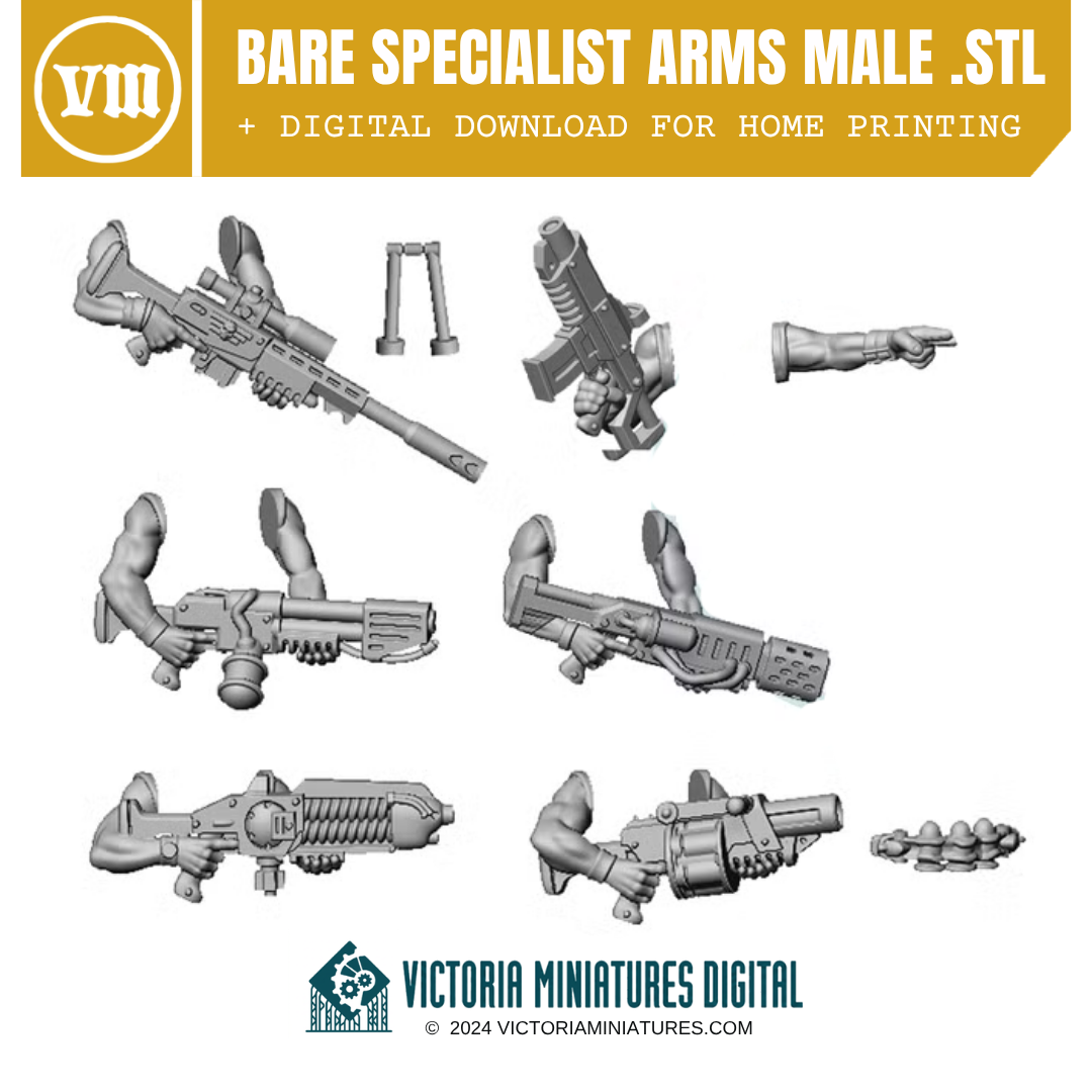 Bare Specialist Arms Male .STL Download Victoria Miniatures