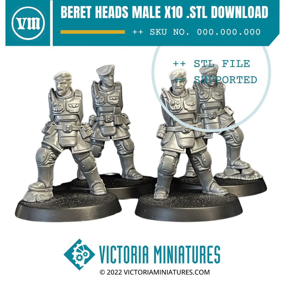 Beret Heads Male x10 .STL Download