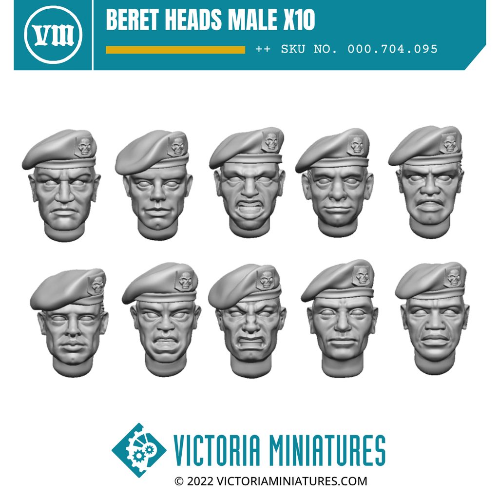 Beret Heads Male x10 – Victoria Miniatures