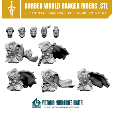 Border World Rangers Riders Torsos and Heads x5 .STL Download Victoria Miniatures