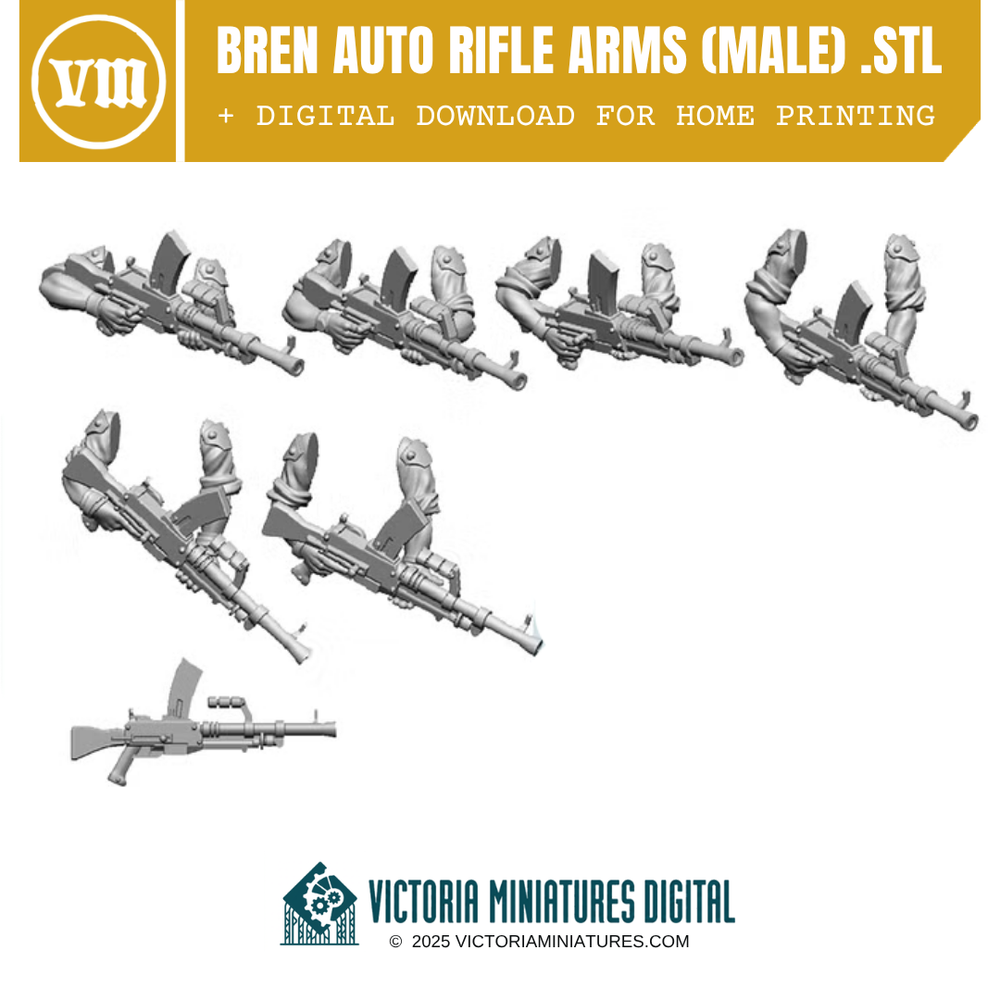Bren Auto Rifle Arms (Male) .STL Download Victoria Miniatures