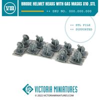 Brodie Helmet Gas Mask Heads x10 .STL Download