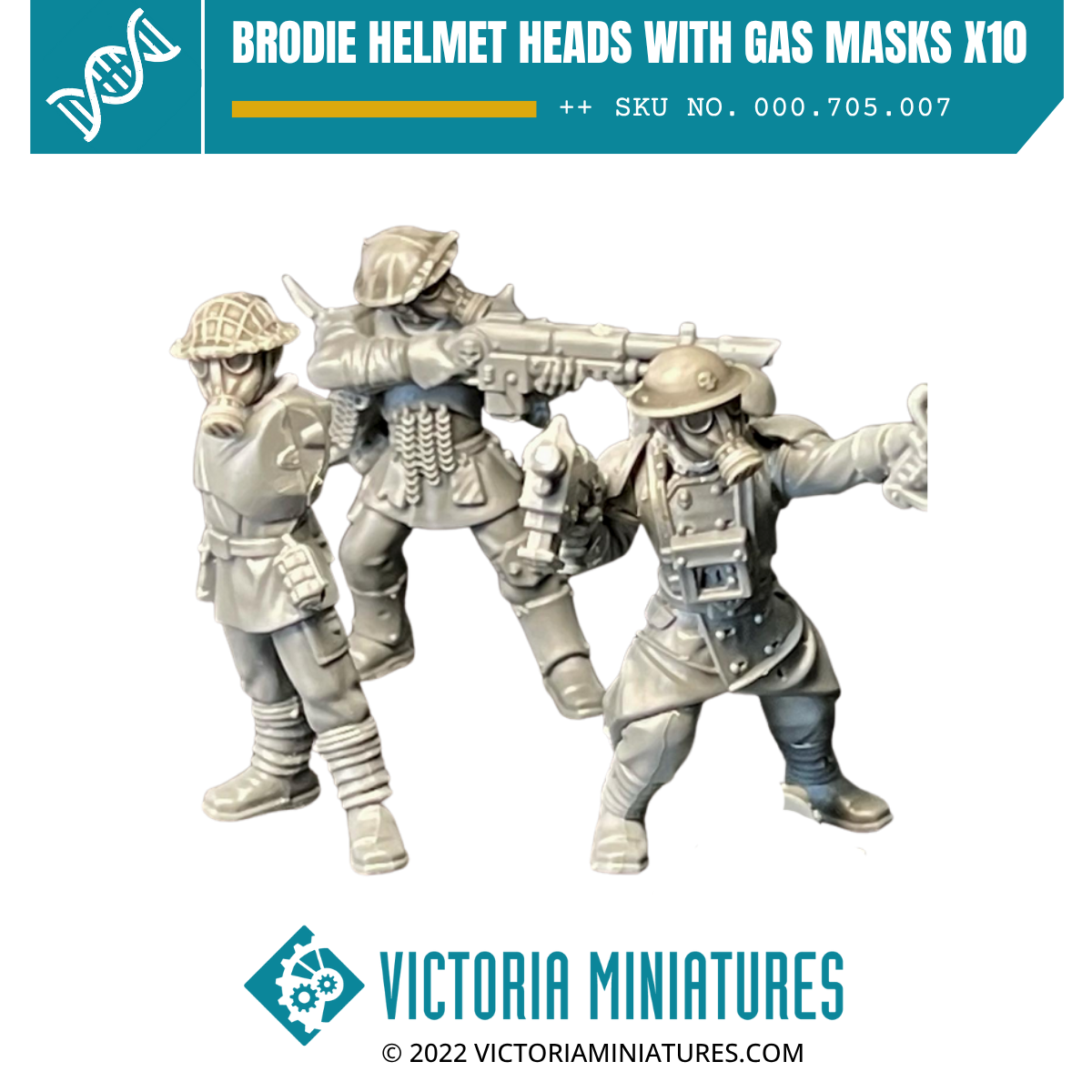Brodie Helmet Heads with Gas Masks x10