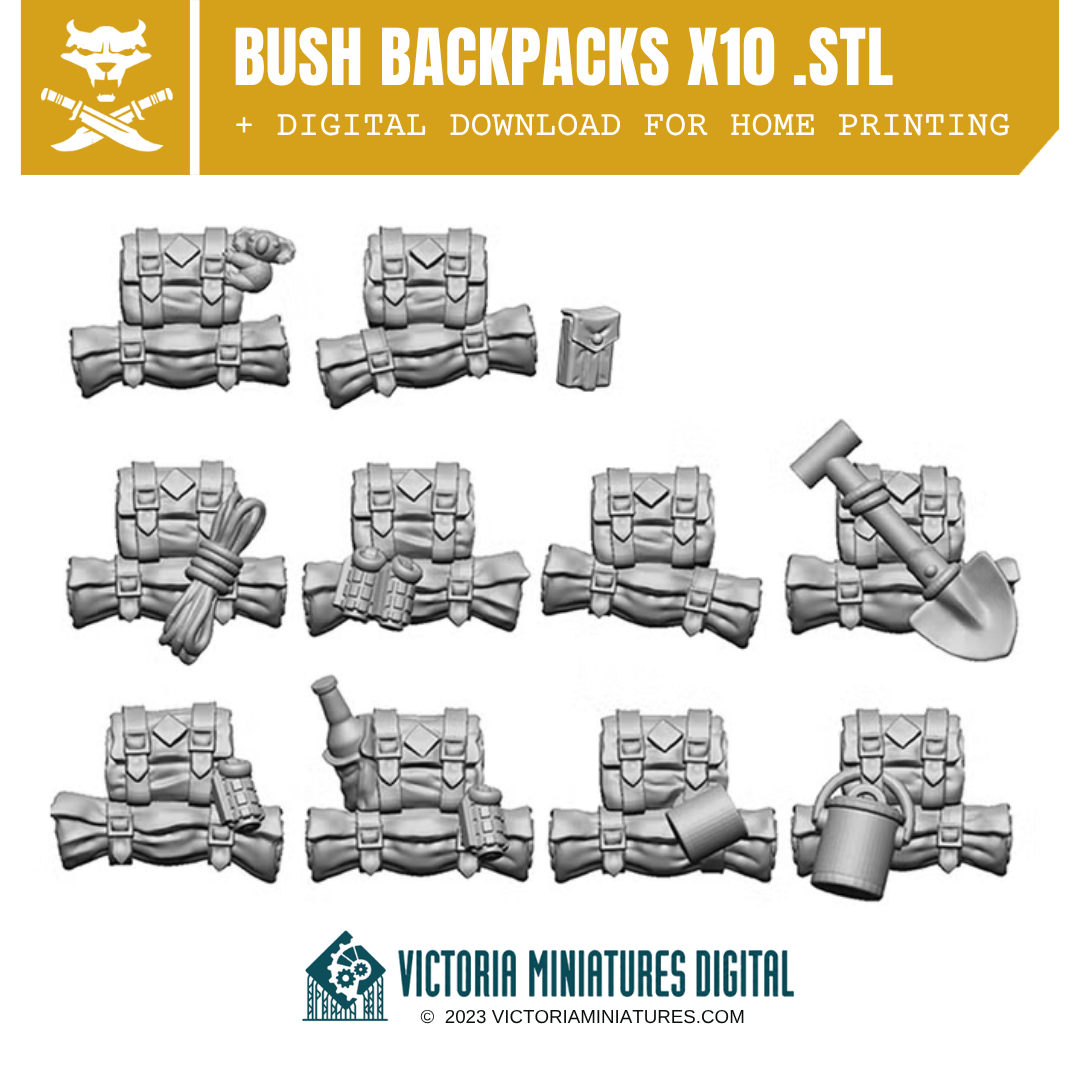 Van Diemen's World Devils Backpacks x10 .STL Download Victoria Miniatures