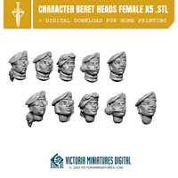 Character Beret Heads Female x5 .STL Download Victoria Miniatures
