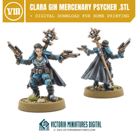Clara Gin Mercenary Psycher .STL Download Victoria Miniatures