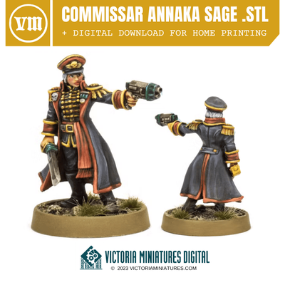 Commissar Annika Sage .STL Download Victoria Miniatures