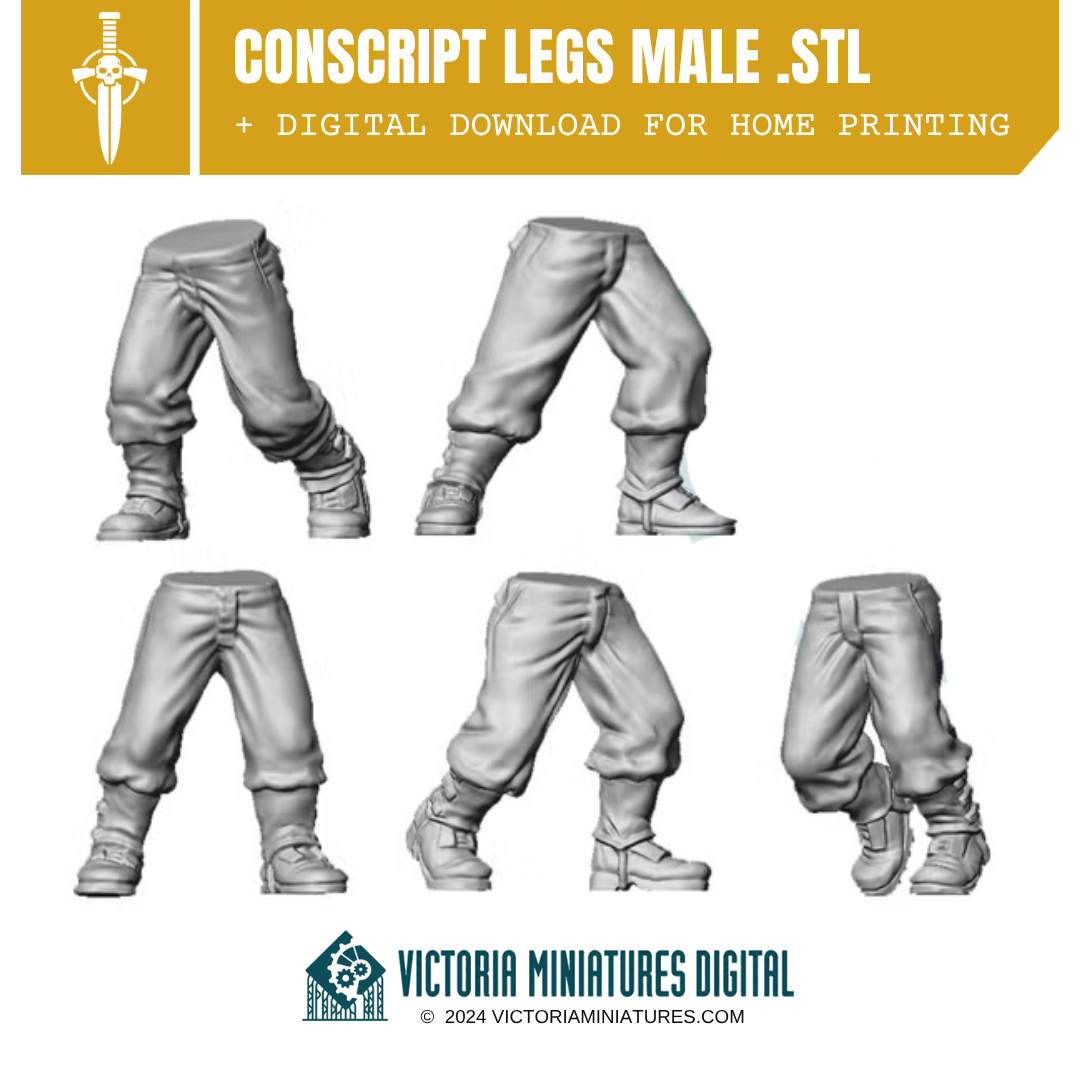 Conscript Legs Male Remastered. STL Download Victoria Miniatures