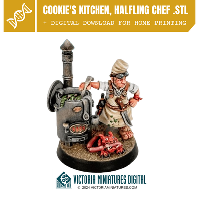 Cookie's Kitchen. Halfling Chef .STL Download Victoria Miniatures