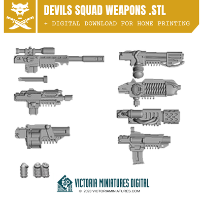 Van Diemen's World Devils Weapons .STL Download Victoria Miniatures