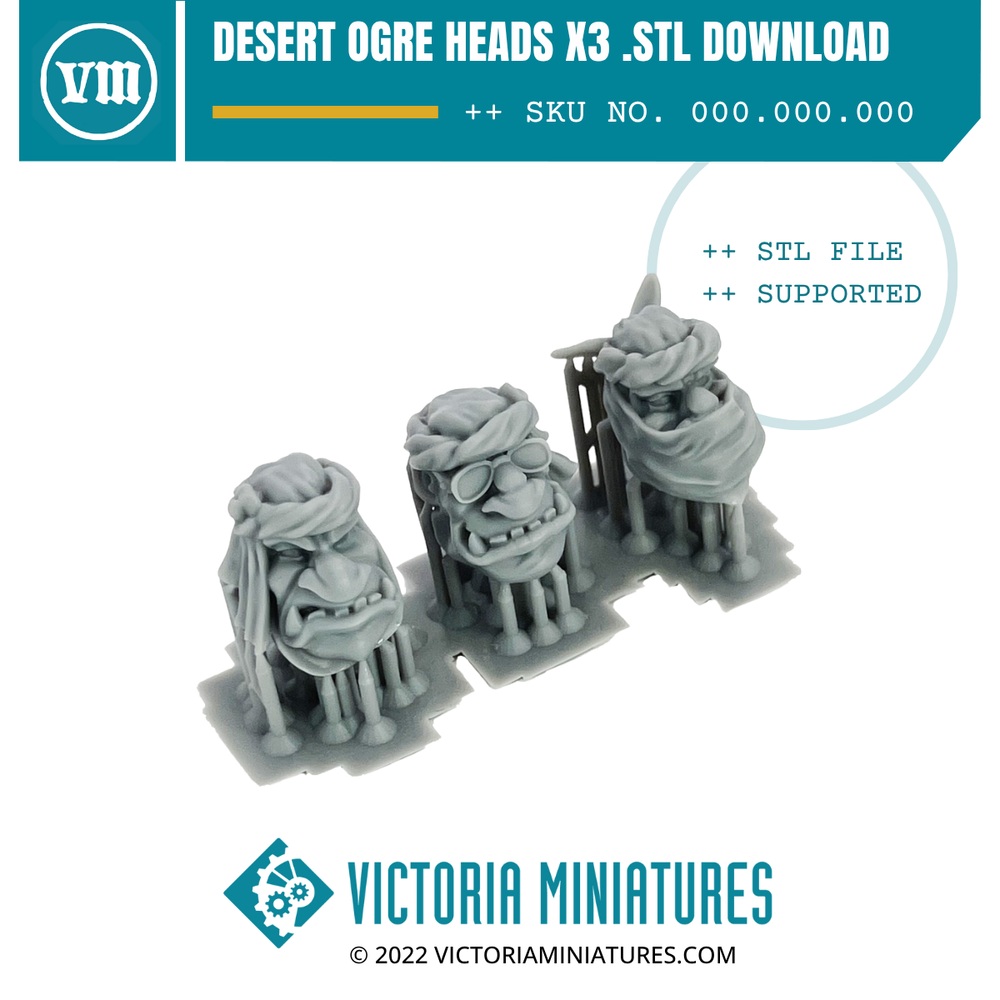 Desert Ogre Heads x3 .STL Download