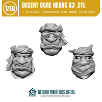 Desert Ogre Heads x3 .STL Download Victoria Miniatures