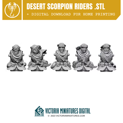 Desert Scorpion Riders Torsos and Heads x5 .STL Download Victoria Miniatures