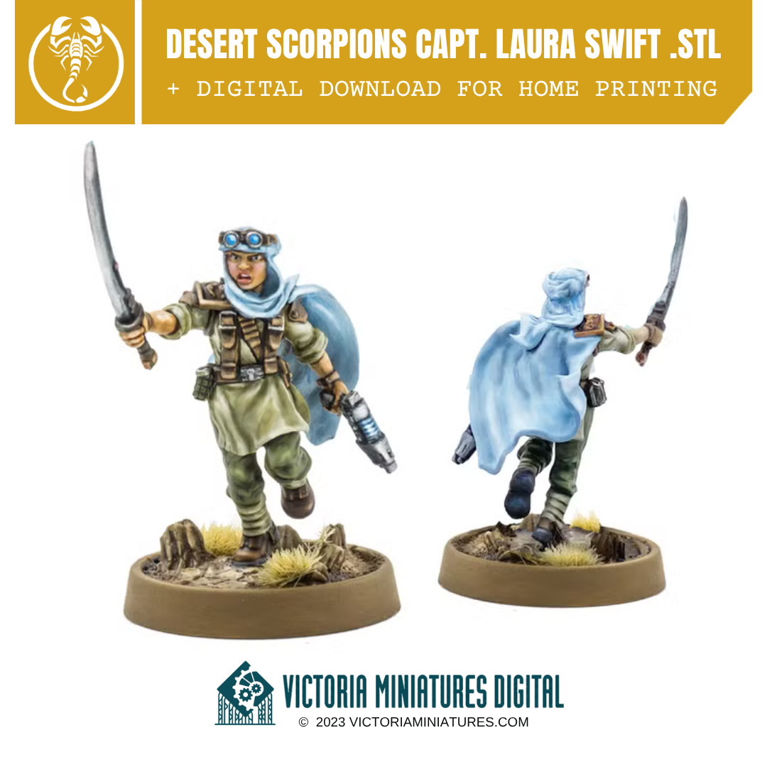 Desert Scorpions Capt. Laura Swift .STL Download Victoria Miniatures